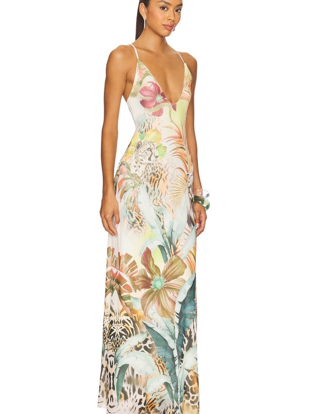 AFRM Romy Dress -  Tropical Floral Slip Maxi Dress -